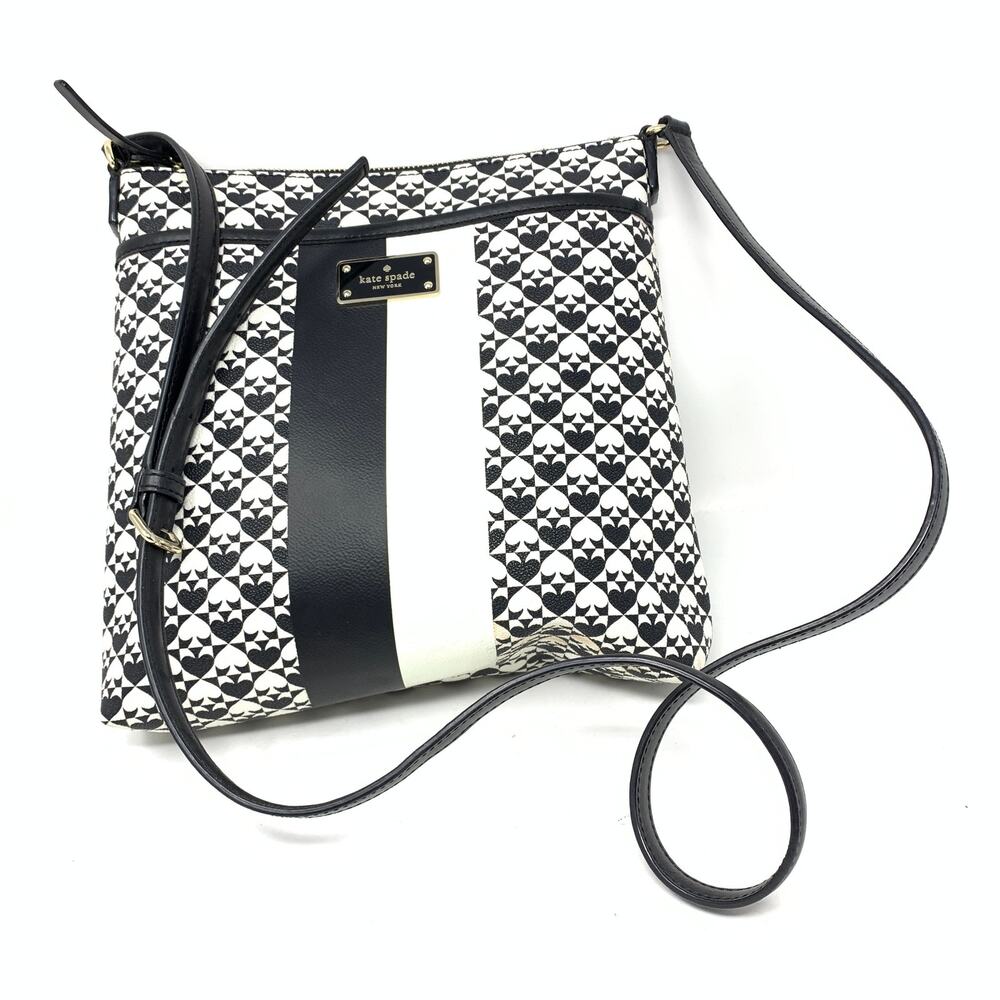 Kate Spade Penn Place Keisha Crossbody Bag Jacquard Black White